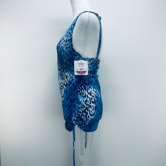 Croft & Barrow Women’s Animal Print Swimsuit Tankini Blue Sz 8D Slimmer New - Picture 2 of 10